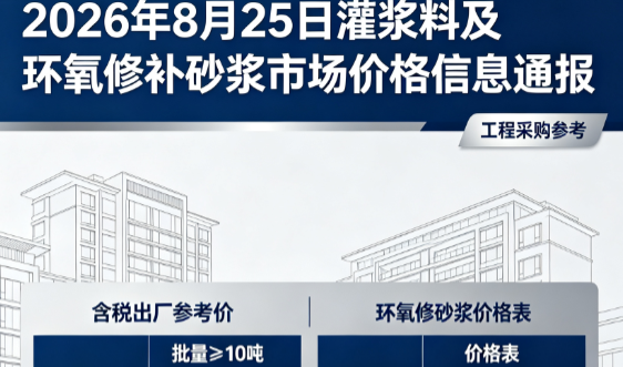 雁塔2026年8月25日灌浆料及环氧修补砂浆市场价格信息通报